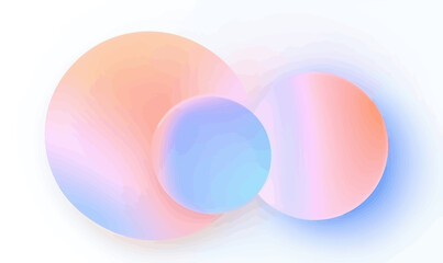 Poster - Gradient Glow: Pastel Pink, Orange, and Blue 3D Shapes with Luminescent Circles