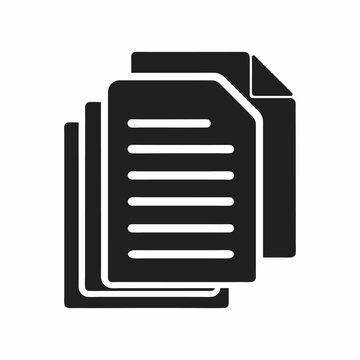 Office Paper Vector Icons Black Silhouettes Isolated on White.