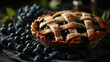 © Kasper - A authoritative blueberry pie with a lattice crust skirt by fresh blueberries