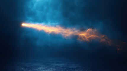 Poster - Light beam cutting through mist in a dark environment