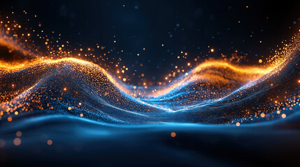 Poster - Colorful abstract waves of light shining against a dark background