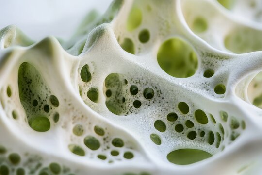 Close-up view of a porous organic structure.