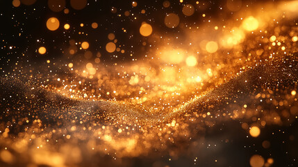 Poster - Golden shimmering particles create a mesmerizing effect at night