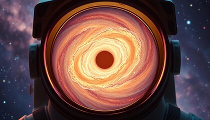 Wall Mural - astronaut helmet reflects swirling galaxy near black hole, element, design