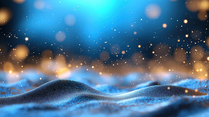 Poster - Beautiful sparkling surface with blue and golden bokeh background