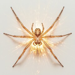 Wall Mural - Radiant and Glowing Spider Macro Close Up with Contrast and Illumination   Captivating Arthropod Image Showcasing the Creature s Intricate Details and Mesmerizing Luminescence