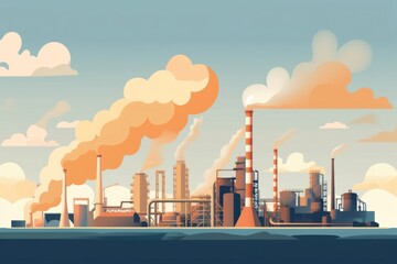 Wall Mural - factory architecture pollution refinery.