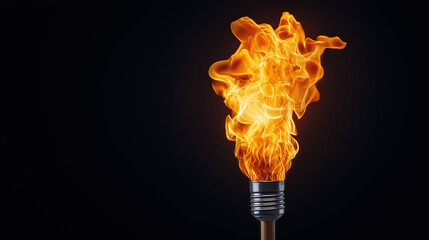 Poster - Vibrant flames flicker from a torch during a nighttime display