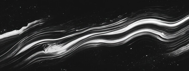 Poster - Abstract monochrome wave patterns create a unique visual texture reminiscent of moving water in an artistic display