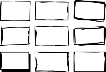 Fototapete - Outline frame in hand drawn style. Grunge empty frames set in sketch. Easy to use for poster or banner.