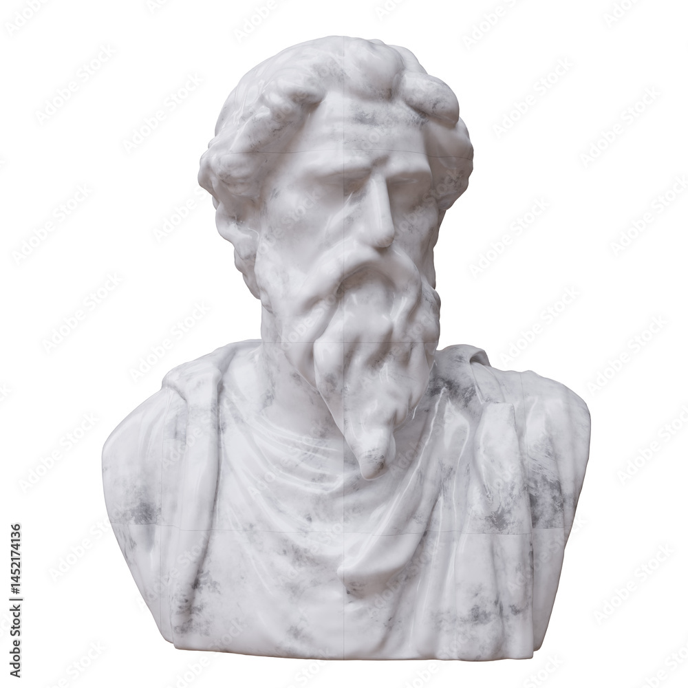 Marble statue of a man isolated on white transparent. Ancient greek ...