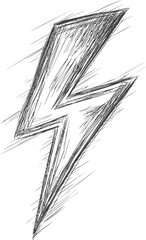 Leinwandbilder - Sketch of a monochrome lightning bolt, hand-drawn illustration. Vector illustration.