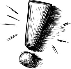 Poster - Ink sketch of bold exclamation mark with dynamic lines. Vector illustration.