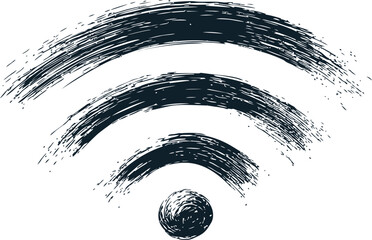 Aufkleber - Abstract black brush stroke style wifi symbol. Vector illustration.