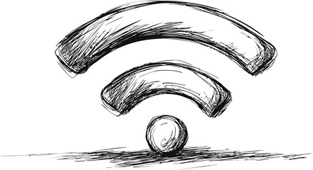 Poster - Monochrome sketch of a wifi symbol resembling a hand-drawn artistic design. Vector illustration.
