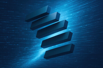 Poster - This innovative digital design represents strategy and decision-making through rotating slabs symbolizing dynamic business growth and efficiency