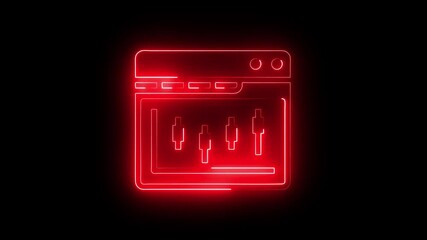 Glowing neon browser icon isolated on black background. HD Video motion graphic animation