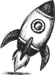Poster - Sketch of a vintage rocket with detailed textures and dynamic pose. Vector illustration.