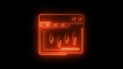 Glowing neon browser icon isolated on black background. HD Video motion graphic animation