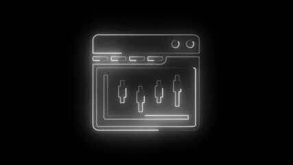 Glowing neon browser icon isolated on black background. HD Video motion graphic animation