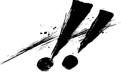Poster - Abstract black paint brush exclamation marks with splatters. Vector illustration.