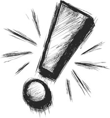Poster - Sketch of a large black exclamation mark with dynamic lines and energy. Vector illustration.