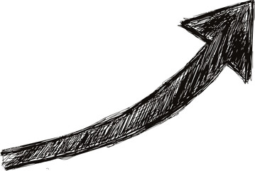 Aufkleber - Sketch of a bold black upward curved arrow. Vector illustration.