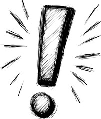 Poster - Black and white sketch of an exclamation mark with dynamic lines. Vector illustration.