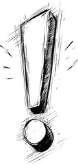 Poster - Sketchy black and white exclamation mark drawn with dynamic lines. Vector illustration.