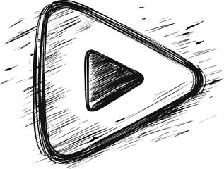 Poster - Sketch of a play button with dynamic lines indicating motion. Vector illustration.