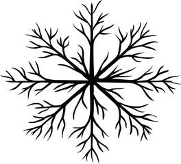 Poster - Intricate black tree-like snowflake design. Vector illustration.