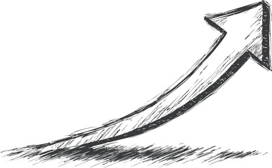 Aufkleber - Hand-drawn black arrow pointing upwards, growth concept. Vector illustration.