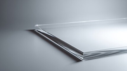 Wall Mural - Clear Glass Sheet on a Minimalistic Surface with Soft Shadows