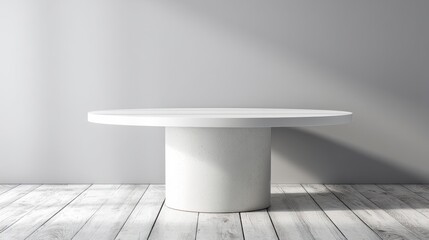 Wall Mural - Modern Round White Table with Minimalistic Design in Bright Room