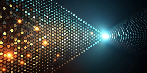 Poster - Abstract Geometric Glowing Dots Dark Background Stock Photo