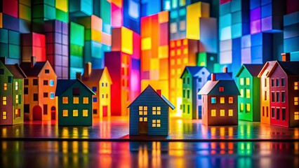 Poster - Abstract Miniature House Silhouette: Vibrant Architecture Design Model