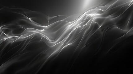 Poster - Abstract Dark Silver Wave Pattern in Delicately Rendered gradient shape with light black background, Ai Generative.