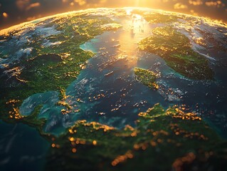 Poster - Majestic planet Earth at sunrise or sunset