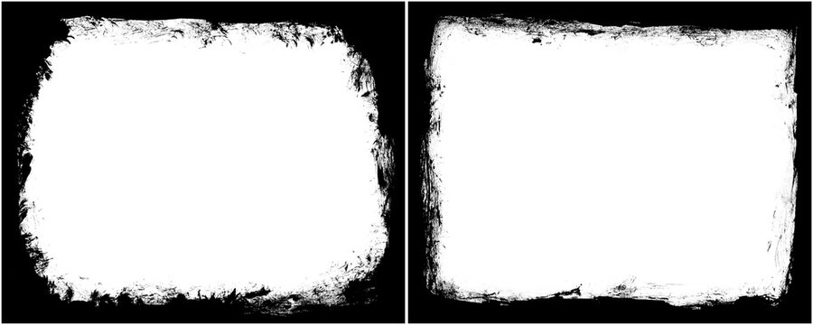 Set of Grunge Frames With Film Border Look in Black Texture Isolated on a Transparent or White Background