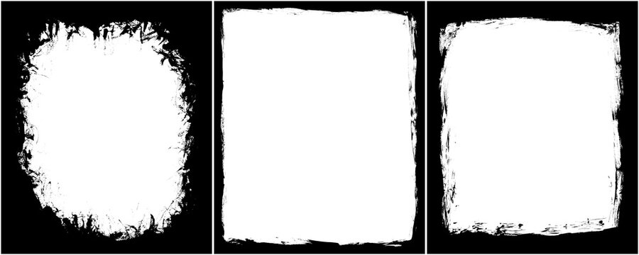 Bold Black Grunge Border With Decayed Ink Edge Style Isolated on a Transparent or White Background