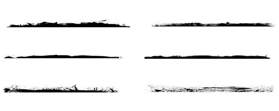 Grunge Ink Brush Stroke Set With Hand Drawn Scribbles and Lines Isolated on a Transparent or White Background