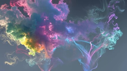 Poster - Colorful smoke swirling in dark atmospheric space.