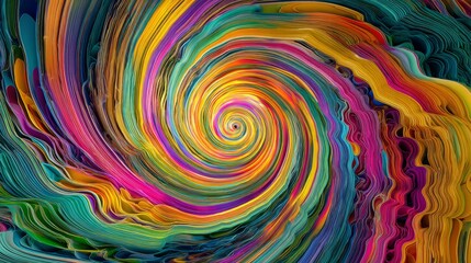 Poster - Vibrant abstract spiral art colorful layers swirling multicolored design