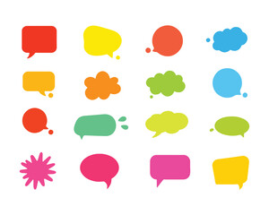 Aufkleber - flat speech bubble and dialogue set vector. Colorful chat text doodles.