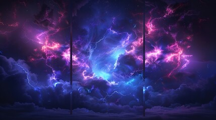 Poster - Realistic abstract glowing lights in a rectangle cover design background, Generative AI illustrations.