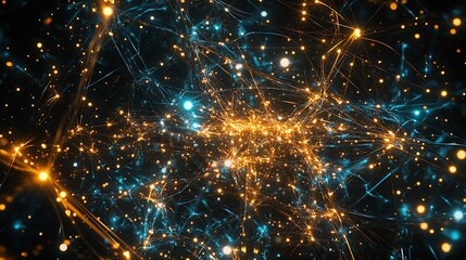 Abstract network connection technology background with glowing points and lines design art work