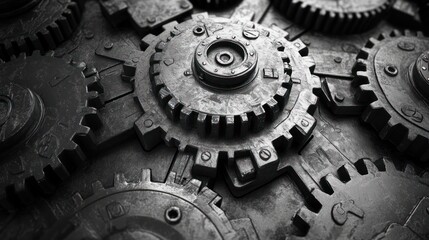 Poster - Intricate Machinery: A Close-Up of Interlocking Gears