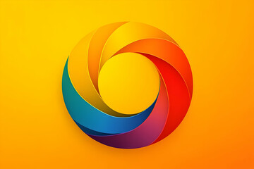 Wall Mural - colorful abstract ring on yellow background