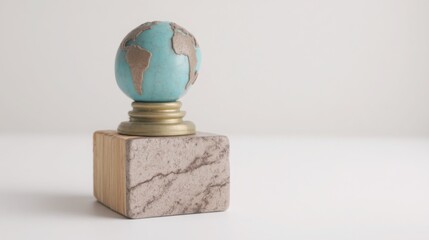 Poster - A marble and brass egg representing unique investment opportunities in low-earth orbit real estate ventures and concepts