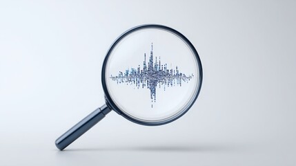 Poster - Cityscape viewed through magnifying glass symbolizing market anomaly detection and statistical insights